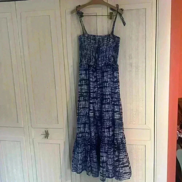 Solid & Striped Indigo Shibori Midi Dress sz L - Picture 5 of 11